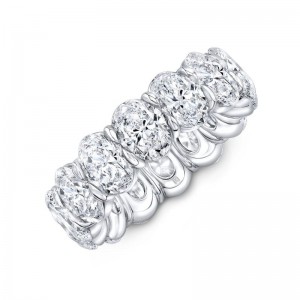 Gold And Oval Cut Diamond Eternity Band Ring