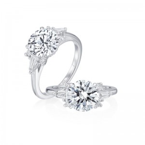 Platinum Engagement Ring Mounting With Side Diamonds