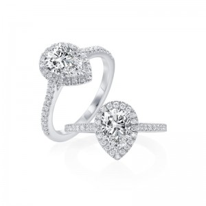 Platinum Pear Diamond Halo Engagement Ring Mounting
