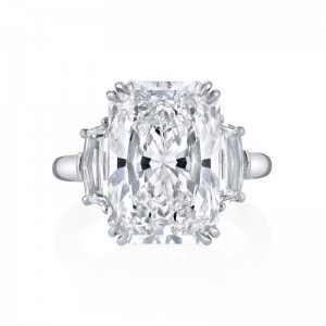 Platinum Radiant Cut Three-Stone Diamond Ring