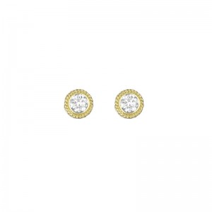 Gold And Diamond Twist Bezel Set Stud Earrings