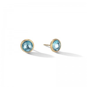 Gold And Blue Topaz Jaipur Stud Earrings