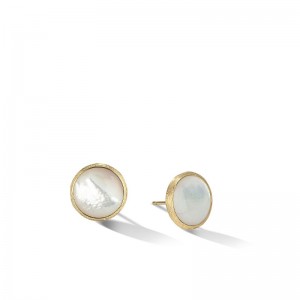 Gold And Mother Of Pearl Jaipur Large Stud Earrings