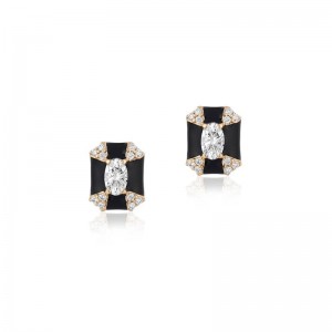Gold And Enamel Queen Hexagon Earrings