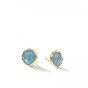 Gold And Aquamarine Jaipur Collection Large Stud Earrings