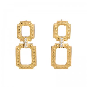 Gold Capitol Coffered Drop Earring
