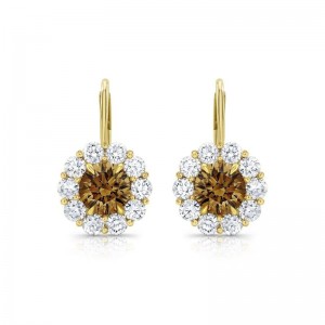 Gold And Orange And White Diamond Earrings