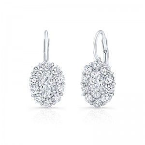 Gold And Moval Diamond Drop Earrings