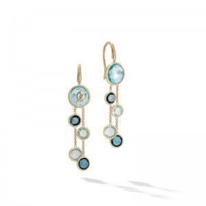 Gold And Mixed Blue Topaz Jaipur Two Strand Earrings