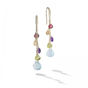 Gold And Mix Gemstone Five Drop Paradise Earrings