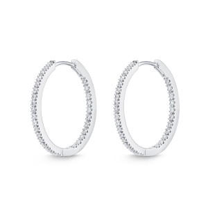 Oval-Shaped 3/4 Carat Diamond Hoop Earrings