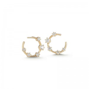 Gold And Diamond Medium Kismet Hoop Earrings