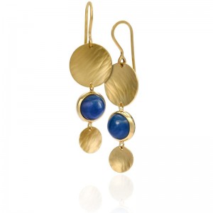Eco Gold Metolius River Moon Blue Sapphire Earrings