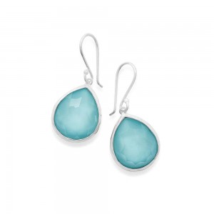 Silver And Turquoise Rock Candy Teardrop Earrings