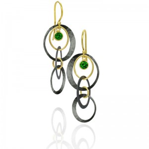 Blackened Silver And Eco Yellow Gold Short Galaxy Earring