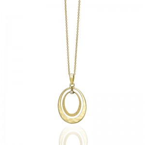 Eco Yellow Gold Petite Oval Solar Pendant Necklace
