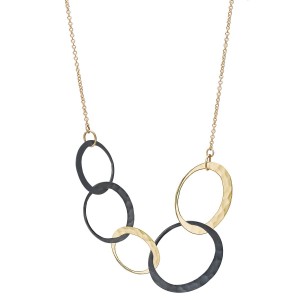 Blackened Eco Silver And Eco Gold Two Toned Petite Eclipse Five Link Necklace