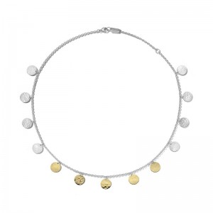 Silver And Gold Hammered Disc Necklace