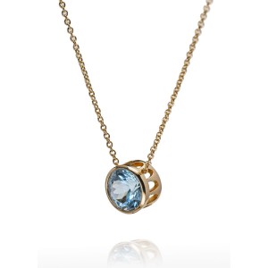 Eco Gold And Blue Topaz Comet Pendant Necklace