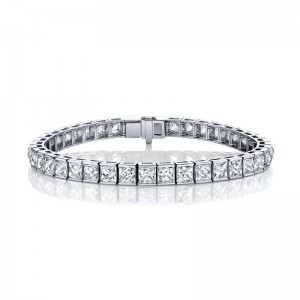 Platinum And Square French Cut Diamond Bracelet