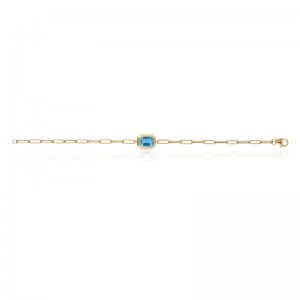 Gold And Blue Topaz Link Bracelet
