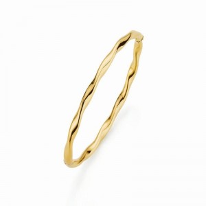 Gold Twist Hinged Bangle Bracelet