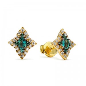 Gold Alexandrite And Diamond Earrings
