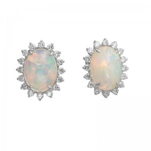 Gold Opal And Diamond Earrings