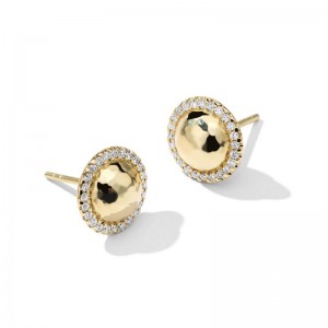 Gold Stardust Goddess Dome Small Earrings