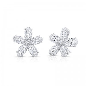 White Gold Flower Diamond Earrings