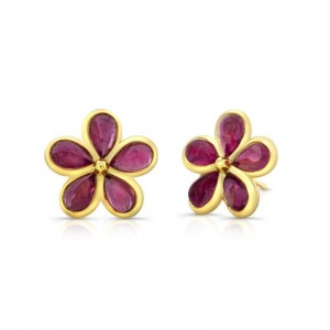 Gold Tourmaline Flower Earrings