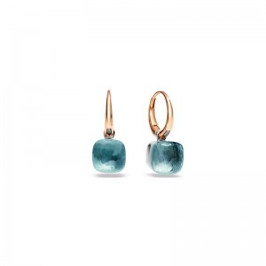 Gold And Blue Topaz Classic Nudo Drop Earrings