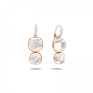 Gold And White Topaz Classic Nudo Pendant Drop Earrings