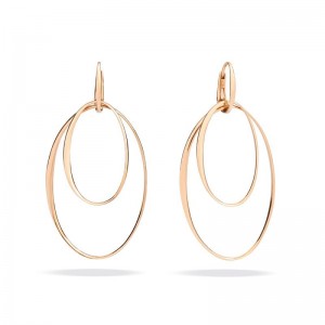 Gold Hoop Pendant Drop Earrings