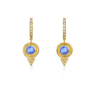 Gold Classic Lolite And Diamond Drop Earrings