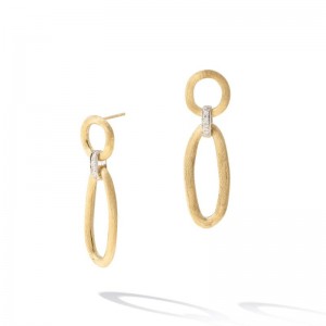Gold And Diamond Jaipur Double Drop Link Earrings