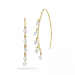 Gold And Multi Diamond Cascading Drop Earrings