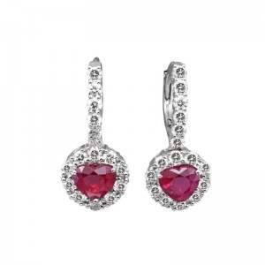 Gold Ruby And Diamond Drop Earrings