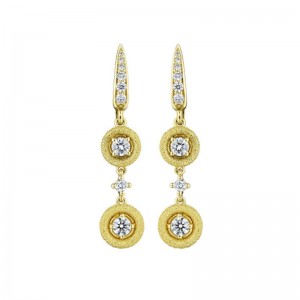 Gold And Diamond Double Drop Earrings