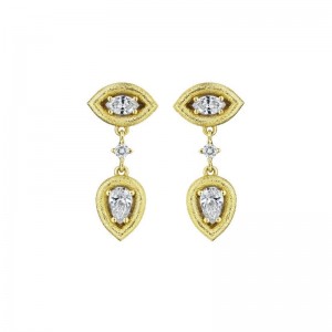 Gold And Diamond Double Drop Earrings