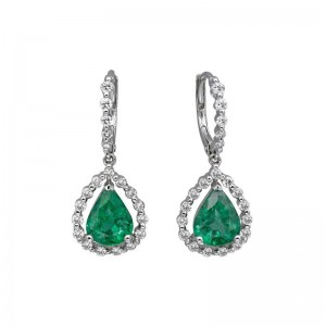 Gold Emerald And Diamond Drop Earrings