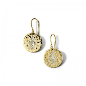 Gold Classico Crinkled Stardust Disc Drop Earrings