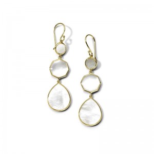 Gold Mother Of Pearl Rock Candy Small Triple Drop Earrings