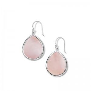 Silver Pink Mother Of Pearl Teardrop Small Earrings