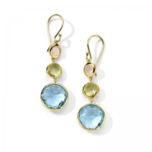 Gold Sorbet 3-Stone Drop Small Earrings