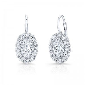 White Gold Moval Diamond Drop Earrings