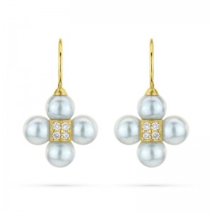 Gold Sequence Pearl Drop Earrings