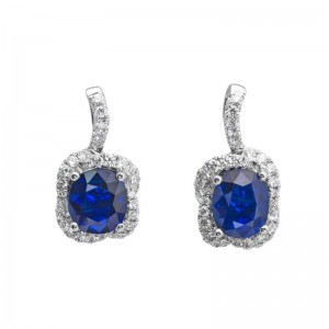 White Gold Sapphire And Diamond Drop Earrings