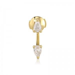 Gold Diamond Reverse Cuff Single Stud Earring