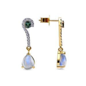 Gold Alexandrite And Moonstone Earrings